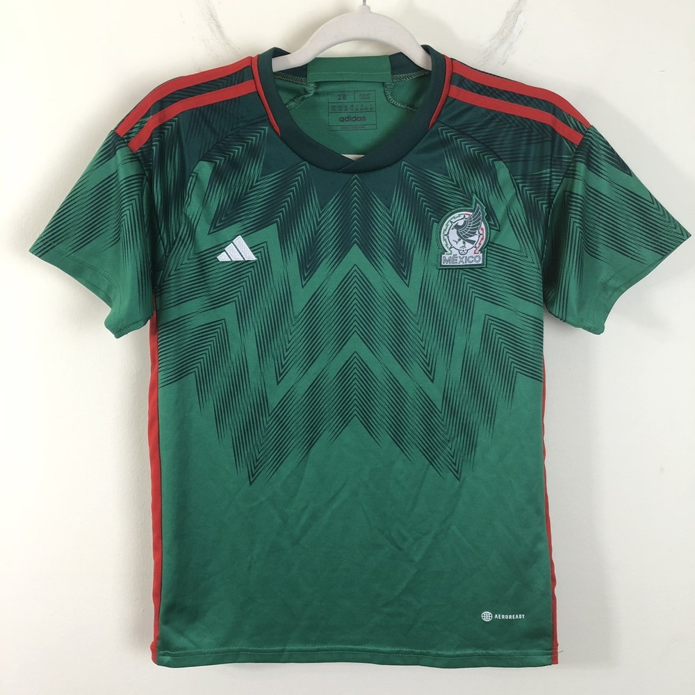Adidas Mexico National Team Soccer Jersey Youth Sz 28 Green Red FIFA